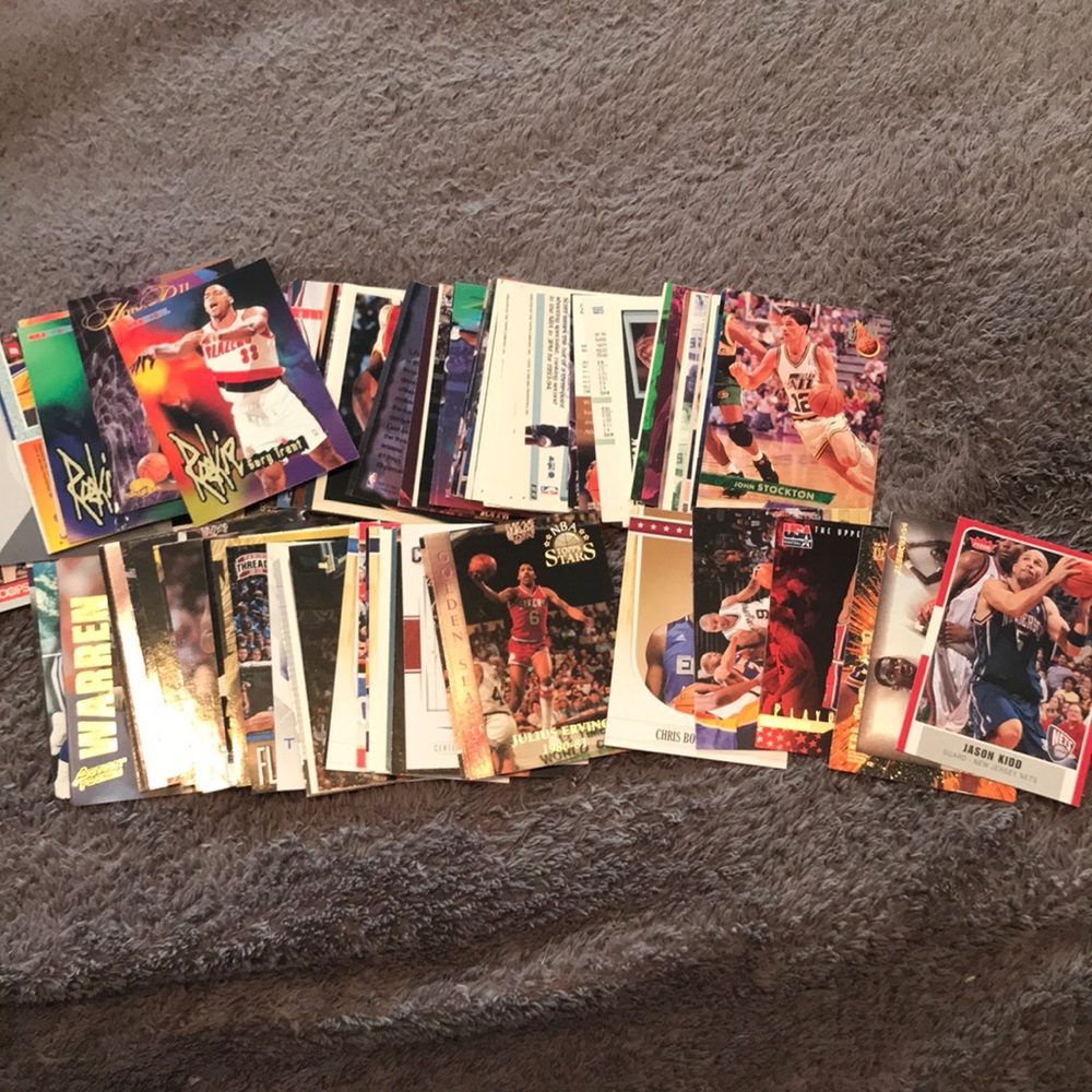 NBA cards various years an players stack 125